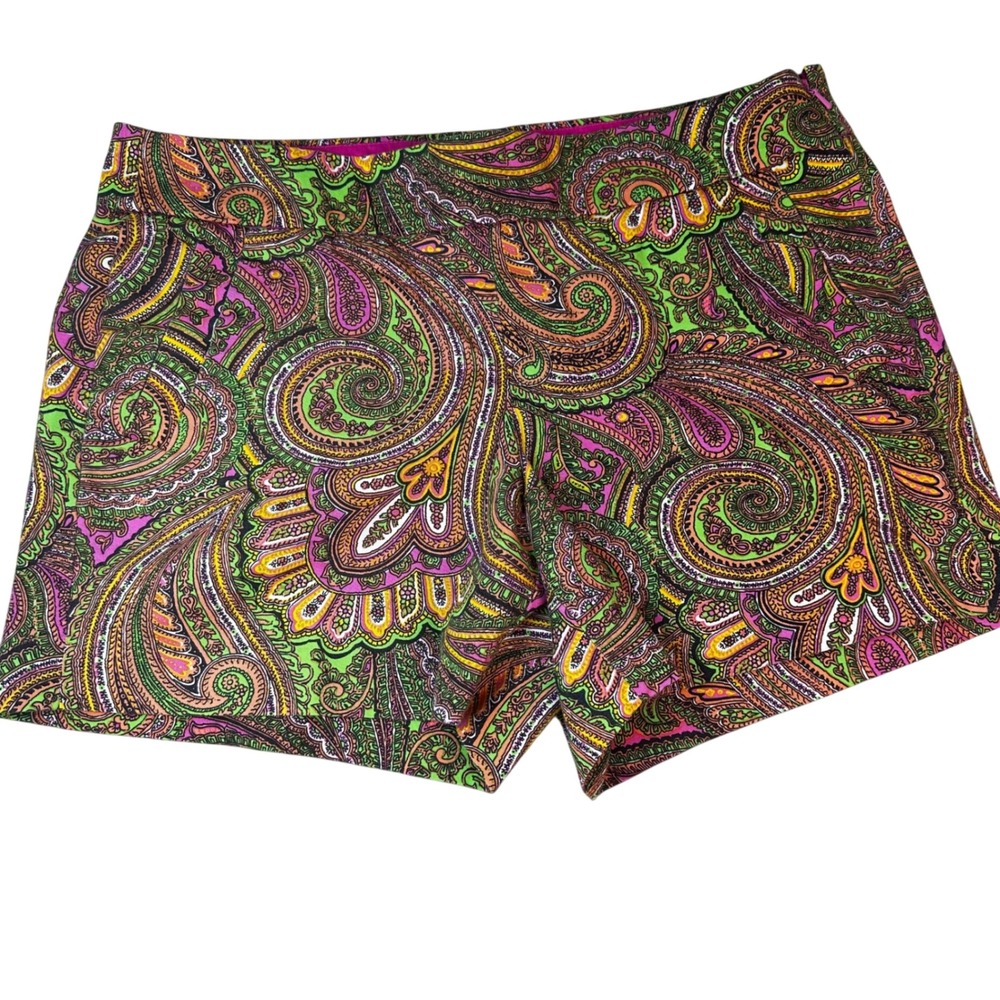 J.Crew Paisley Cotton Shorts Womens 8 Side Zip Summer Boho Festival‎ Bermuda